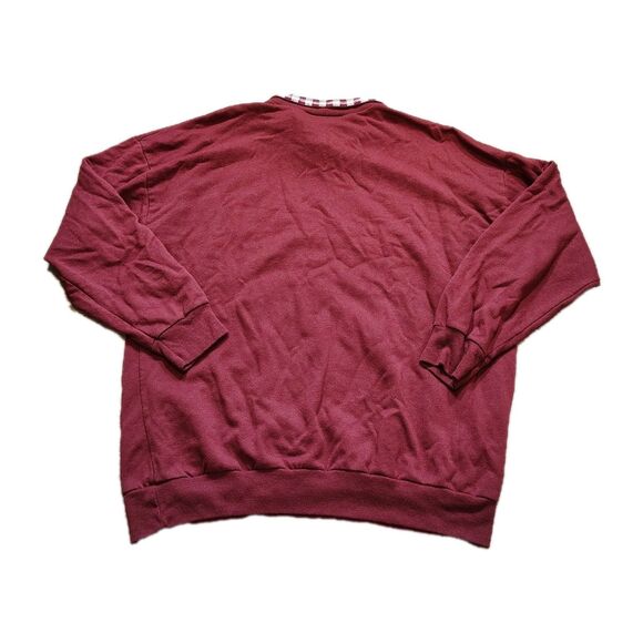 Vtg 90s Bear Sweatshirt Women’s L Maroon Cottagecore Window Scene Cute Kitsch - Picture 9 of 9